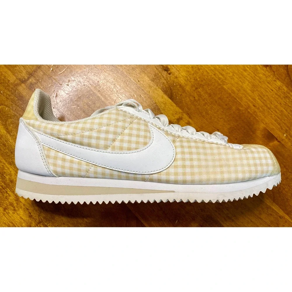 Nike Cortez Gingham Casual Sneakers Women's Size 8.5 White Beige - Picture 3 of 13